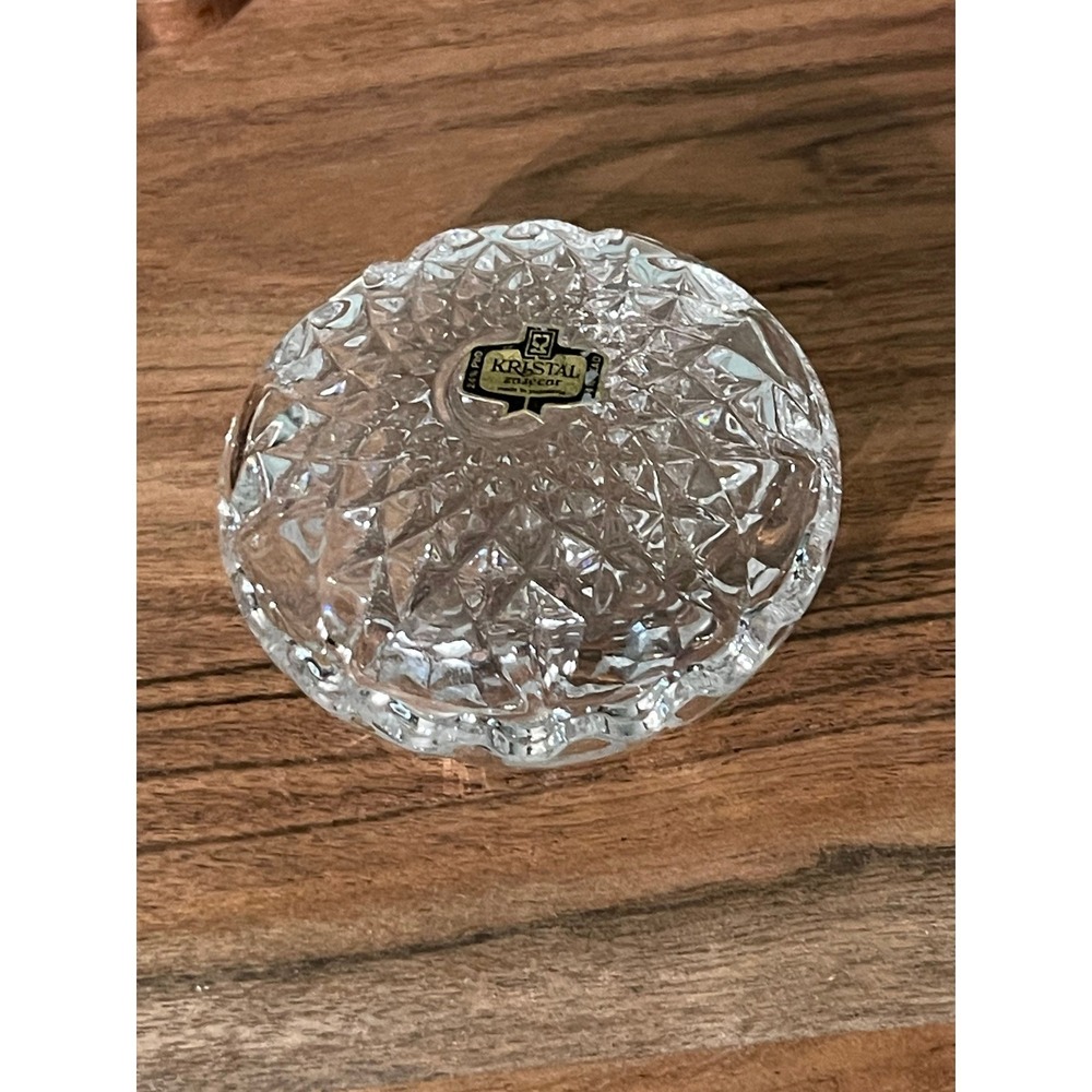 Vintage Kristal Zajecar 24% lead Crystal Lidded Trinket Dish 70s Yugoslavia